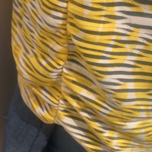 Sheer lemon and white patterned shirt. - Picture 12 of 12